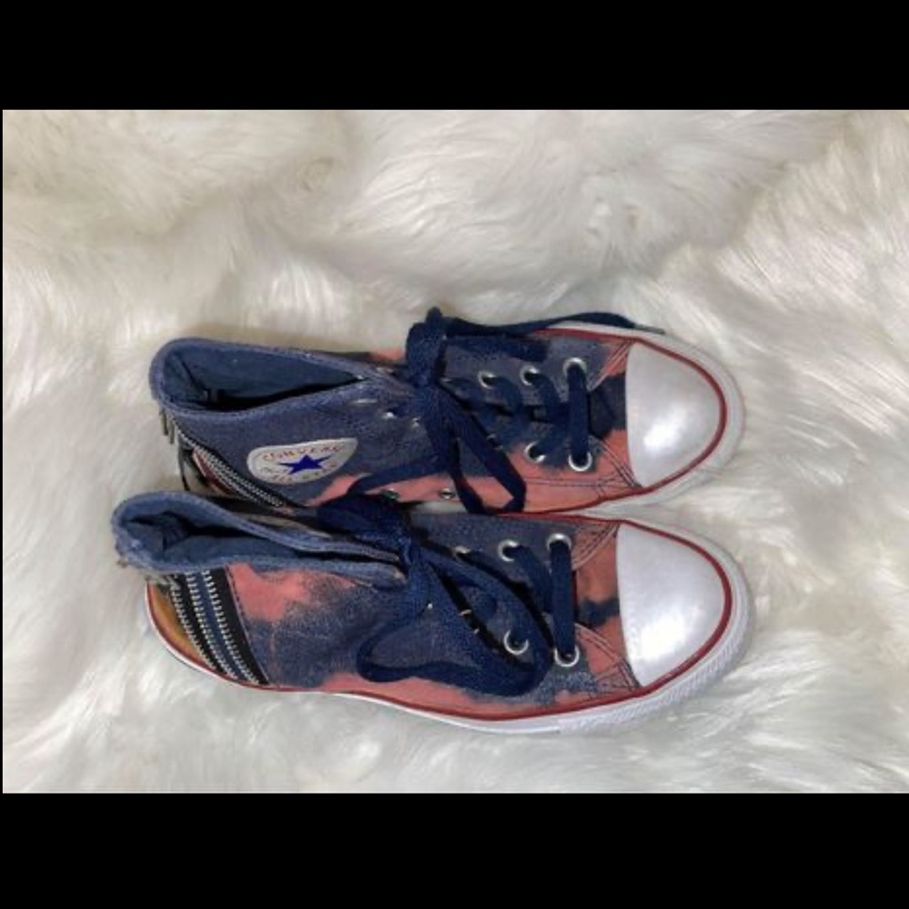 High top Converse (Handmade TyeDye Print On Jean Texture)